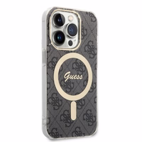 Rinkinys Guess GUBPP14XH4EACSK dėklas + įkroviklis iPhone 14 Pro Max 6.7" juodas/kietas dėklas 4G Spausdinimas Magnetinis