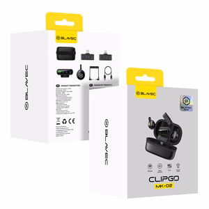 Blavec Lavalier Microphones x 2 MK-02 ClipGo Combo: Type C, Lightning, BT (LMMK02-B) black