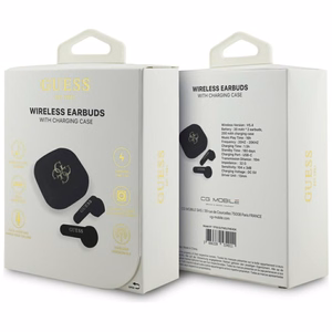 Belaidės ausinės TWS Guess 4G Metal Logo juoda