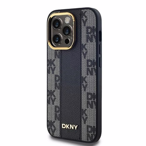 DKNY Odinis langeliais raštuotas magnetinis dėklas iPhone 14 Pro Max - juodas