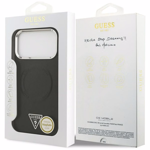 Guess Trikampio logotipo magnetinis dėklas iPhone 17 Pro - juodas