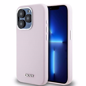 DKNY Liquid Silicone Small Metal Logo MagSafe Dėklas telefonui iPhone 15 Pro - rožinis (m)