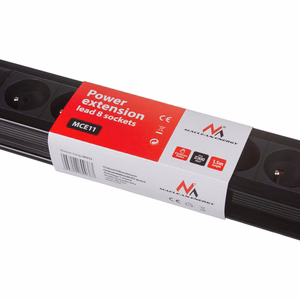 Maclean MCE11 power extension 1.5 m 8 AC outlet(s) Indoor Black