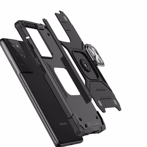 Wozinsky Ring Armor tvirtas hibridinis dėklas + magnetinis laikiklis skirtas Samsung Galaxy S22 Ultra – mėlynas