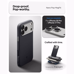 Spigen Nano Pop MagSafe dėklas, skirtas iPhone 17 Pro Max / 18 Pro Max, juodas