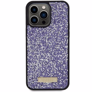 Guess Rhinestone Metal Logo dėklas telefonui iPhone 15 Pro Max - rožinis