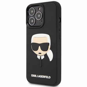 Karl Lagerfeld KLHCP14LKH3DBK iPhone 14 Pro 6.1 juodas kietasis dėklas 3D guminė Karlo galva