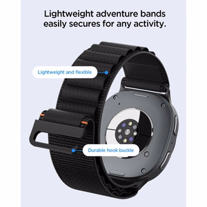 Spigen WBF1 dirželis, skirtas „Samsung Galaxy Watch 40/44/46 mm“ – juodas