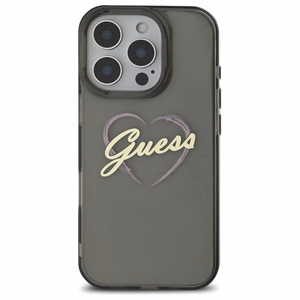 Guess IML Heart dėklas telefonui iPhone 16 Pro - juodas