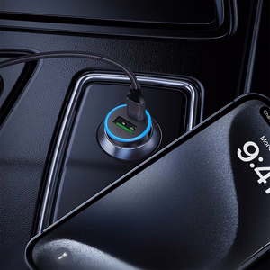 Automobilinis įkroviklis Acefast B15 65W USB-C/USB-A pilkas