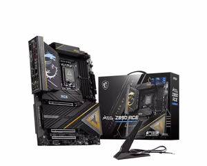 MSI MEGZ890ACE mainboard Intel Z890 LGA1851 ATX DDR5 4 memory slots 3xPCIe 16x 5xM.2 1xHDMI 1xAudio-In 1xAudio-Out 11xUSB 3.1 2xUSB-C 2xUSB-C w/Thunderbolt 1xS/PDIF 1xRJ45
