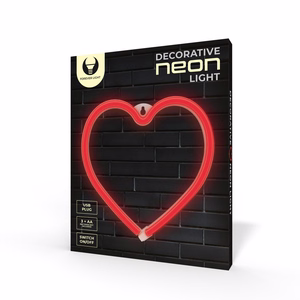 Neon LED Light HEART raudonas Bat + USB FLNE07 Forever Light