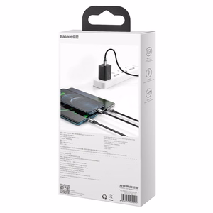 Baseus kabelis 3in1 Rapid PD USB-C - micro USB + Lightning + USB-C 1,5m juodas 20W