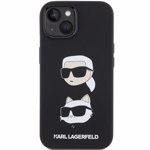 Karl Lagerfeld Silikoninis Karl&Choupette Head dėklas telefonui iPhone 15 Plus / 14 Plus - juodas
