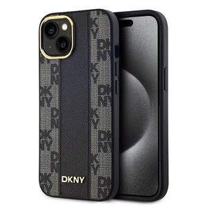 DKNY Odinis langeliais raštuotas magnetinis dėklas iPhone 15/14/13 - juodas