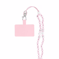 CRYSTAL DIAMOND telefono dirželis, telefono pakabukas / virvelės ilgis 74 cm (37 cm kilpoje) / ant kaklo – šviesiai rožinis