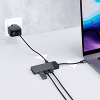 žalias CELL HUB USB-C ADAPTER GC CONNECT 7W1 (3XUSB 3.1, HDMI 4K 60HZ, USB-C PD 85W, MICROSD/SD)