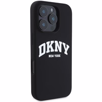 DKNY Silikoninis baltas spausdintas logotipas magnetinis iPhone 16 Pro dėklas - juodas