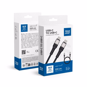 BLUE STAR pintas kabelis 3A 60W Type C į Type C PD QC4.0 TFK-DC-004 2 m juodas