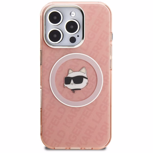 Karl Lagerfeld IML Choupette Head Logo MagSafe Dėklas iPhone 16 Pro - rožinis