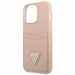 Guess GUHCP13LPSATPP iPhone 13 Pro/13 6.1" розовый/розовый жёсткий чехол SaffianoTriangle Logo Cardslot