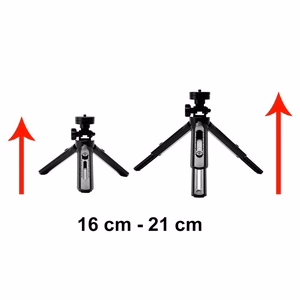 Mini trikojis asmenukių lazda laikiklis telefonui, kamerai ir GoPro, 16-21 cm - juodas