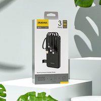 Dudao K11 10000mAh išorinė baterija su įmontuotais kabeliais - juoda