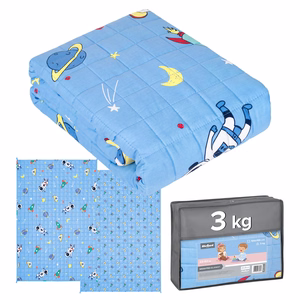 PREMIUM medvilninė sunkioji sensorinė antklodė vaikams, 100 x 150 cm, 3 kg, kosmoso raštas