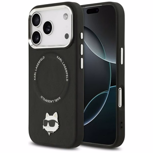 Karl Lagerfeld Choupette Pin Magnetinis dėklas telefonui iPhone 17 Pro Max - juodas