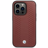 Dėklas telefonui BMW BMHMP14L22RFGR iPhone 14 Pro 6.1" bordo/bordo odos deimantų raštas MagSafe