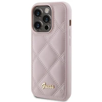 Guess Quilted Metal Logo dėklas telefonui iPhone 15 Pro - rožinė