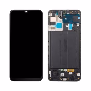 Ekranas Samsung A505 A50 su lietimui jautriu stikliuku ir rėmeliu originalus Black (service pack)