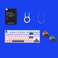 Machenike K500B-B87 Laidinė mechaninė žaidimų klaviatūra su apšvietimu, Red Switch - baltas