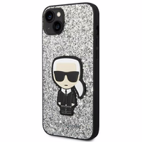 Dėklas telefonui Karl Lagerfeld KLHCP14MGFKPG iPhone 14 Plus 6.7\" sidabrinis / sidabrinis Glitter Flakes Ikonik