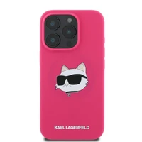 Karl Lagerfeld silikoninis dėklas telefonui Choupette Head Print Magnetinis iPhone 16 Pro Max - fuksija