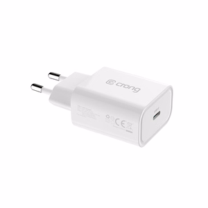 Crong USB-C Travel Charger 20 W PD sieninis įkroviklis, baltas