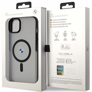BMW Signature MagSafe deklas, skirtas iPhone 14 Plus/15 Plus - Juodas