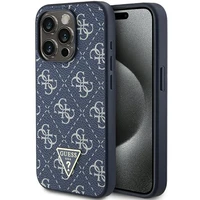 Guess 4G Triangle Metal Logo dėklas telefonui iPhone 15 Pro - mėlynas