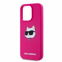 Karl Lagerfeld Silikoninis Choupette Head Magnetinis dėklas telefonui iPhone 15 Pro Max - rožinis