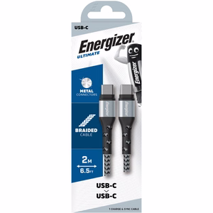Energizer Ultimate C521CKSL USB-C–USB-C įkrovimo ir duomenų laidas, 2 m, sidabro spalvos