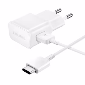 Samsung EP-TA200EWE USB-A 15W sieninis įkroviklis su EP-DR140AWE USB-A - USB-C kabeliu (OOB Bulk - pakaitinė pakuotė) - baltas