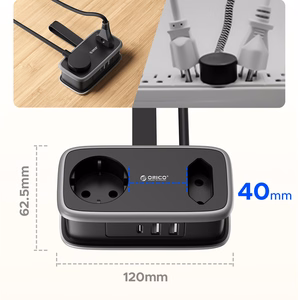 Orico AP3 65W GaN 6in1 maitinimo blokas 2x AC + 2x USB-A + 2x USB-C - juodas