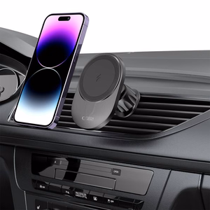 Tech-Protect MM15W-V1 automobilinis telefono laikiklis su MagSafe 15W belaidžiu įkrovikliu prietaisų skydeliui / oro angai - juodas