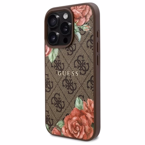 Guess GUHMP16LP4ROPEMCW iPhone 16 Pro 6.3" rudas/rudas kietas dėklas 4G Gėlių Raštas Magnetinis