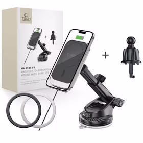 Tech-Protect MM15W-V9 automobilinis laikiklis su MagSafe prietaisų skydeliui ir oro angai 15W - juodas