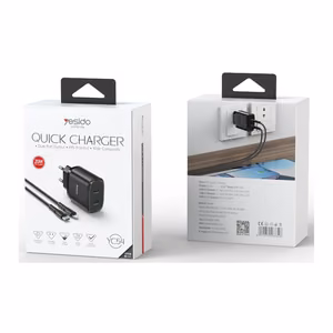 YESIDO WALL ĮKROVIKLIS YC54 PD 20W QC 2xUSB-C + TYPE-C/LIGHTNING LAIDAS 27W 1M juodas
