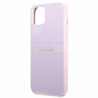 Guess GUHCP13SPSASBPU iPhone 13 mini 5.4 dėklas telefonui, violetinis, Saffiano su įspaustu ir metaliniu logotipu