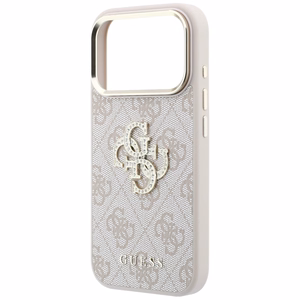 Guess 4G & Big Strass Logo dėklas, skirtas iPhone 17 Pro / 18 Pro – spalva: rožinė
