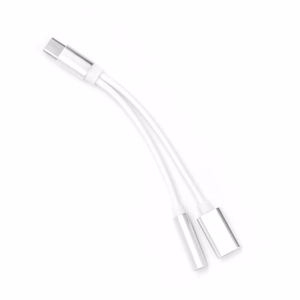 Adapteris AUX 2in1 Type-C į Type-C / 3,5 mm lizdas – baltas