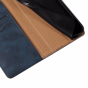 Magnetinis dėklas telefonui Samsung Galaxy S22+ (S22 Plus) su dirželiu, pinigine ir mažu pakabuku - mėlynas